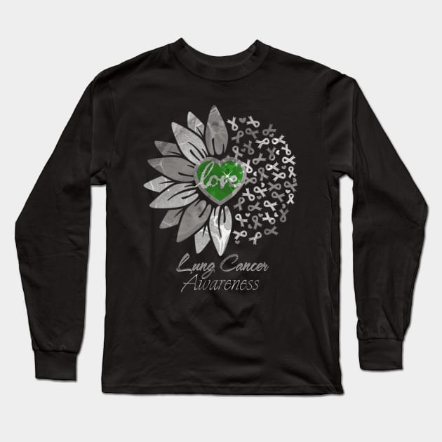 Lung Cancer Awareness Green Heart Edition Long Sleeve T-Shirt by mythikcreationz